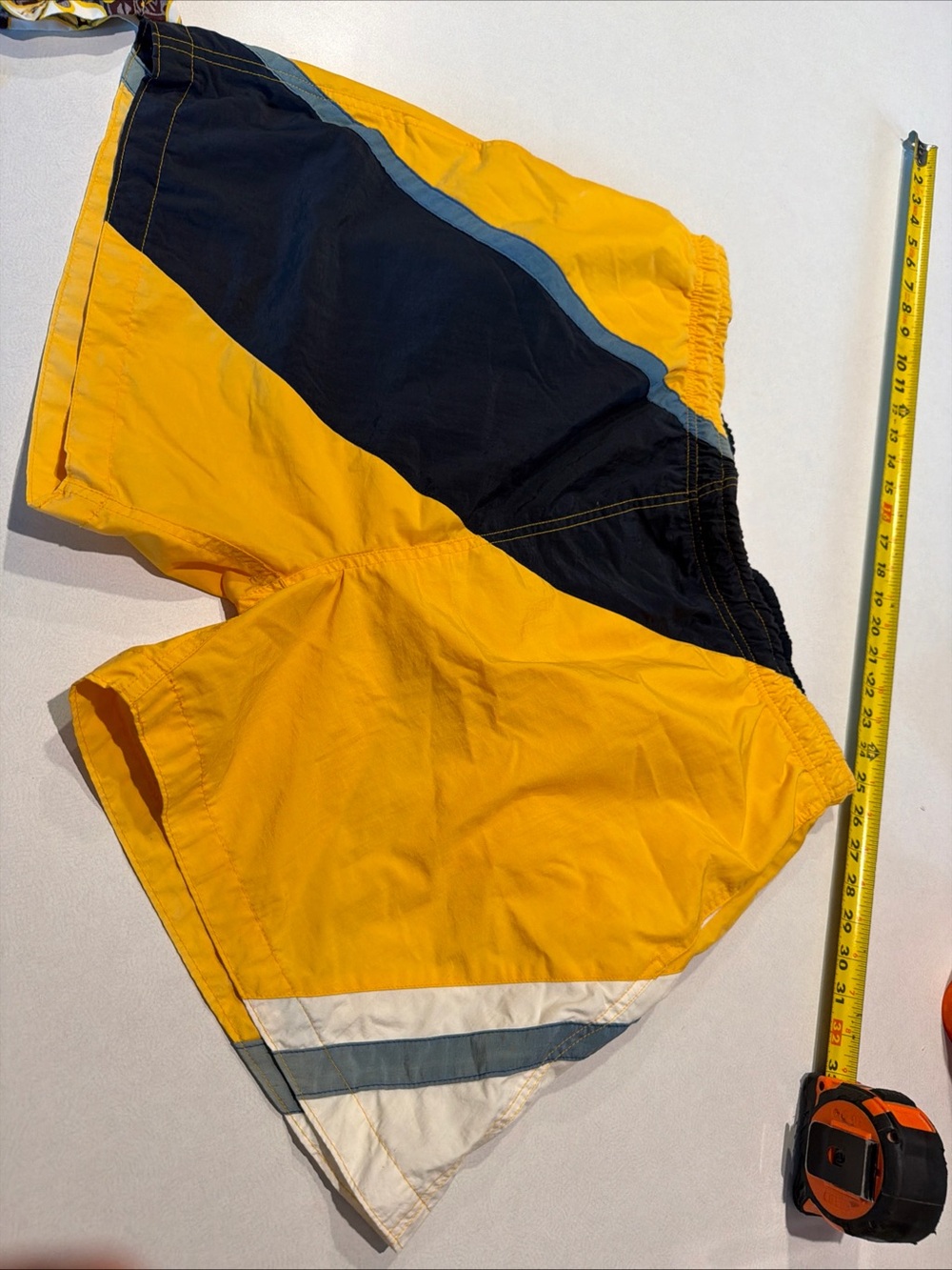 Men's Yellow & Navy Colorblock Swim Trunks